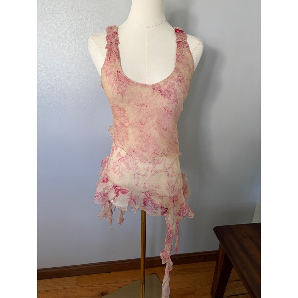 Vtg Bebe 100% silk fairy top tank sheer size small